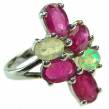 Bright Creation  Ethiopian Opal Ruby  .925 Sterling Silver handmade Ring size 7