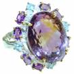 Huge 28.5 carat authentic  Ametrine  .925 Sterling Silver handcrafted Ring s. 8