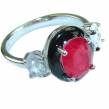 Very Unique Ruby black enamel .925 Sterling Silver handmade Ring size  7 1/2