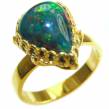 A Cosmic Energy Genuine 5.5 carat Black Opal 18K  Gold over .925 Sterling Silver handmade Ring size 7