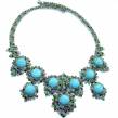 Luna  authentic Larimar   .925  Sterling Silver handcrafted  MASSIVE STATEMENT Necklace