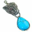 La Panther Cartier style Turquoise .925 Sterling Silver handmade Pendant