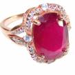 Carmen Lucia  Red Topaz 14K Rose Quartz .925 Silver handcrafted  Cocktail Ring s.  10 1/4
