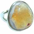 Natural  Mexican Fire Opal  .925 Sterling Silver handmade ring size 7 1/2