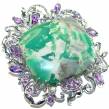 44. 5  grams Great Beauty Chrysoprase Amethyst  .925 Sterling Silver handcrafted Pendant Brooch