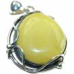 Prehistoric  authentic Butterscotch Baltic Amber Amethyst  .925 Sterling Silver handcrafted pendant