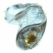 Authentic Citrine   .925 Sterling Silver handmade Cocktail Ring s.  9