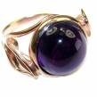 Spectacular 14.5 carat  Amethyst rose gold over .925 Sterling Silver Handcrafted  Ring size 7 1/4