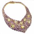 162 grams Purple Beaty authentic African Amethyst 18K Gold over .925  Sterling Silver handcrafted  LARGE Statement necklace