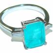 Emerald Cut 6.6ctw Paraiba Tourmaline  .925 Sterling Silver  handcrafted Statement Ring size 7