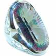 Massive Mystic Topaz .925 Sterling Silver handcrafted  Large ring size 7 1/4