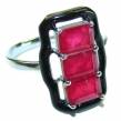Very Unique Ruby black enamel .925 Sterling Silver handmade Ring size  9