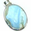 Breathtaking  Owyhee Blue Opal   .925 Sterling Silver Pendant