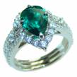 Incredible genuine Emerald   .925 Sterling Silver handcrafted  Ring size 5