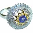 Incredible  authentic Tanzanite 14K Gold .925 Sterling Silver handmade  Ring size 7 3/4