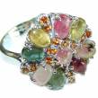 Brazilian Watermelon Tourmaline  .925   Sterling Silver Perfectly handcrafted Ring s.  8 1/4