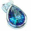 9.5 carat oval cut Mystic Topaz .925   Sterling Silver handcrafted  Pendant