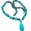 Bohemian Style Turquoise Mother of Pearl .925 Sterling Silver handmade necklace