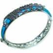 Precious Peacock Turquoise Marcasite  Sterling Silver Luxury  Bracelet
