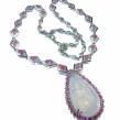Outstanding Rose Quartz Ruby .925 Sterling Silver handcrafted Statement necklace