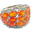 Natural  Mexican Fire Opal .925 Sterling Silver handmade ring size 8 1/2