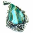 Colors of Earth Authentic Chrysocolla .925 Sterling Silver handcrafted Large Pendant