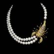 Precious Scorpio 16 inches Long genuine  Pearl 14K Gold over .925 Sterling Silver handcrafted Necklace