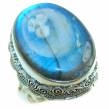 Natural  Glamour  Labradorite  .925 Sterling Silver handcrafted  Large ring size 7 3/4
