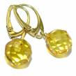 Faceted Baltic Polish Amber 14K Gold over  .925 Sterling Silver Earrings