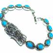 Dragon Authentic Turquoise .925 Sterling Silver handmade  Bracelet