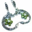 Green Dragon  Peridot  Marcasite  .925 Sterling Silver handcrafted  earrings