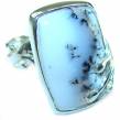 Top Quality Dendritic Agate  .925 Sterling Silver handcrafted Ring s. 7 adjustable