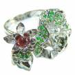 Summer Meadow authentic Garnet  .925 Sterling Silver handcrafted Ring size 8 1/4