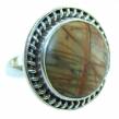 Picasso  Jasper .925 Sterling Silver handcrafted  ring s. 9 3/4