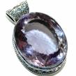 Cosmic Blast  Best quality 33.5 grams  Oval cut  Genuine Pink Amethyst .925 Sterling Silver handcrafted pendant