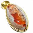 Bonfire Night Natural  Mexican Fire Opal 14K Gold over .925 Sterling Silver handmade Pendant