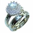 Luxurious White Topaz .925 Sterling Silver  handcrafted stacked  ring size  7 3/4
