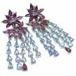 Radiant in exquisite Natural Tanzanite  .925 Sterling Silver handmade large earrings