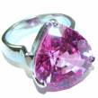 Real  Diva 25.5 carat  Pink Topaz  .925 Silver handcrafted  Cocktail Ring s. 7 3/4