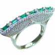 Large  Emerald .925 Sterling Silver brilliantly handcrafted ring s. 8