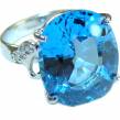 25.5 carat Fancy Swiss Blue Topaz  .925 Sterling Silver handmade Ring size 7 1/4