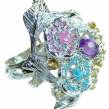 Large Purple Flower 10.5 carat  Amethyst  .925 Sterling Silver Handcrafted  Ring size 8