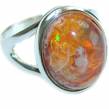 Natural  Mexican Fire Opal  .925 Sterling Silver handmade ring size 6