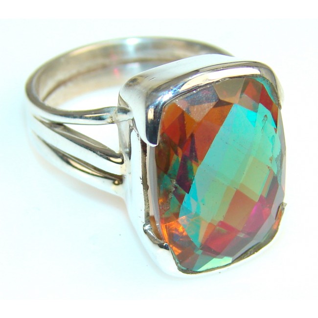 Precious Dichroic Glass Sterling Silver ring s. 7 1/2