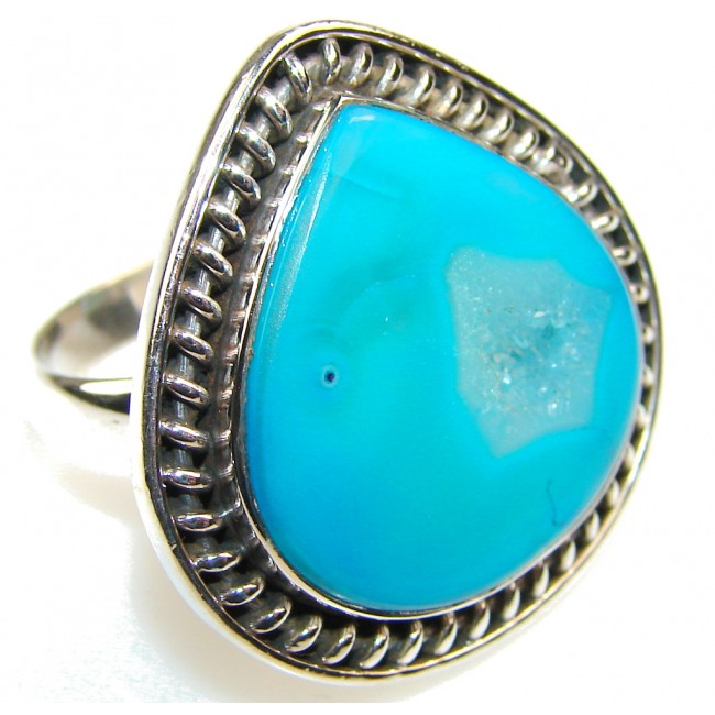 Passion Blue Agate Sterling Silver Ring s. 9 1/4