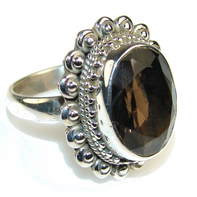 Natural Smoky Topaz Sterling Silver Ring s. 7