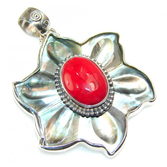 My Sweet!! Red Coral Sterling Silver pendant