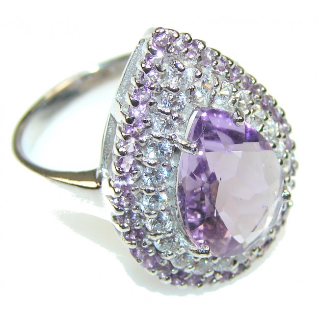 Real Expressions Pink Amethyst Sterling Silver ring; size 9