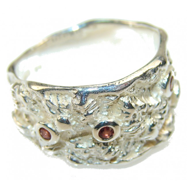 Inspire Italy Made Garnet Sterling Silver Ring s. 6 1/2