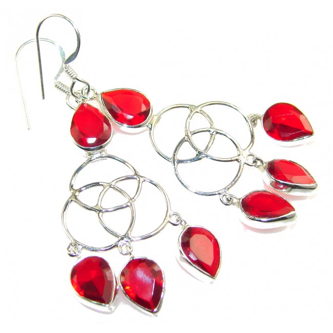 Make A Wish!! Red Quartz Sterling Silver Earrings